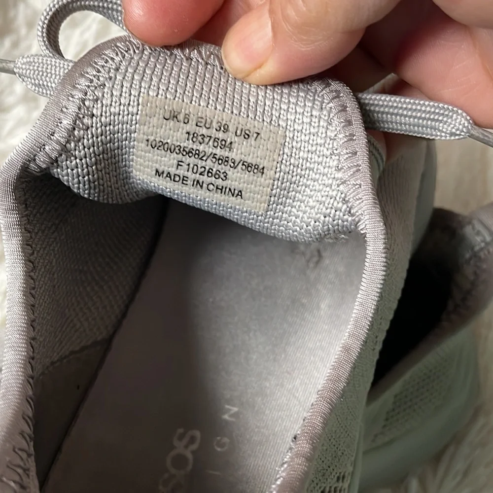 ASOS Knitted Gray Chunky Sole Running Sneakers